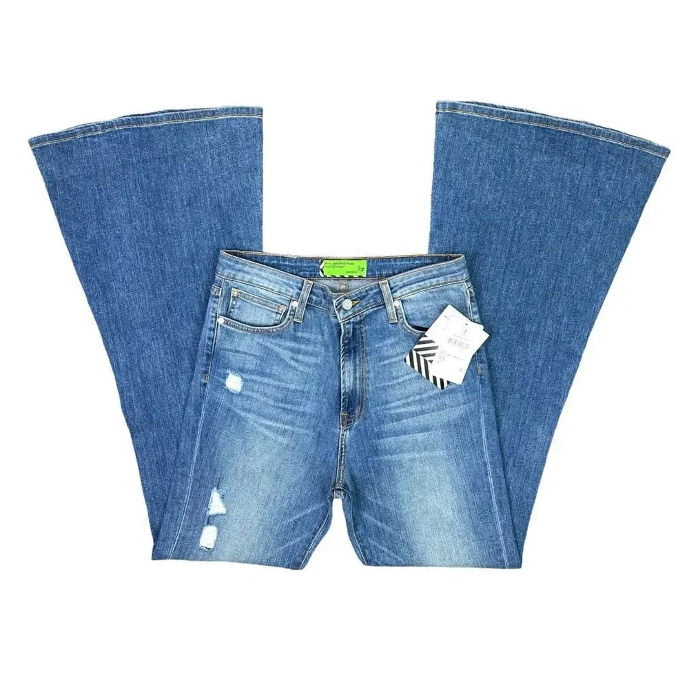 SR vs Sandrine Rose x Free People Blue Indigo Flare Jeans - Size 30 - Picture 2 of 7